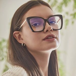 DIFF Becky IV Blue Light Black and Gold Glasses